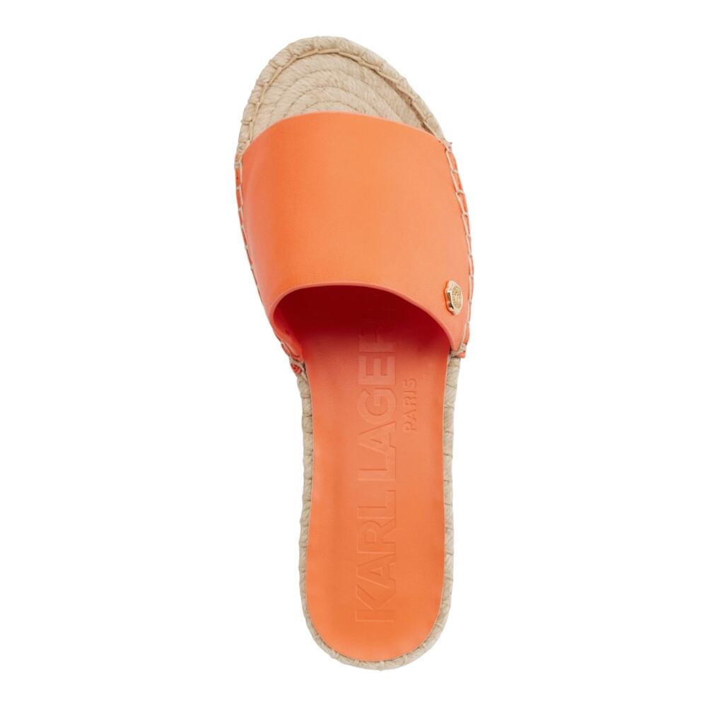 Karl Lagerfeld Women Carsten Leather Espadrille Slide Sandals Apricot Size 5 1/2 - Picture 4 of 5